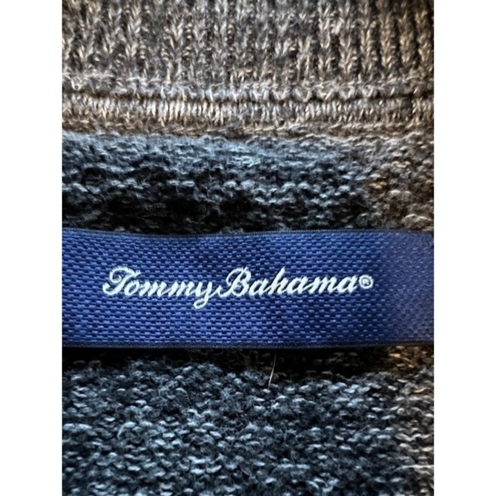 Tommy Bahama Men's Black 100% Cotton Full Zip Sweater Side Pockets Size L - Picture 5 of 5
